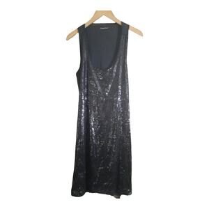 Christine Gerard Womens Black Sequin Sleeveless Sheath Dress Size XL